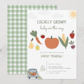 Boeren markt lokaal geteeld Baby shower uitnodigen Kaart (Voorkant / Achterkant)