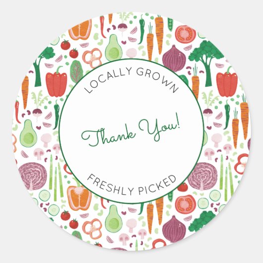Boeren markt lokaal geteeld Dank u Ronde Sticker (Voorkant)