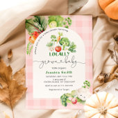 Boeren markt Lokaal geteeld roze baby shower Kaart