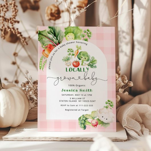 Boeren markt Lokaal geteeld roze baby shower Kaart