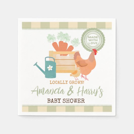 Boeren markt lokaal geteelde Gingham papier servet (Voorkant)