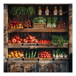 Boeren Markt Plantaardige Stand Perfect Poster