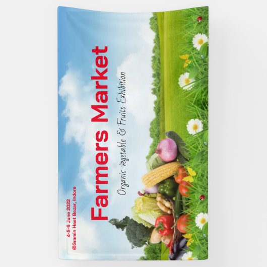 Boeren Markt produceren waterverf boerderij vers k Spandoek (Verticaal)