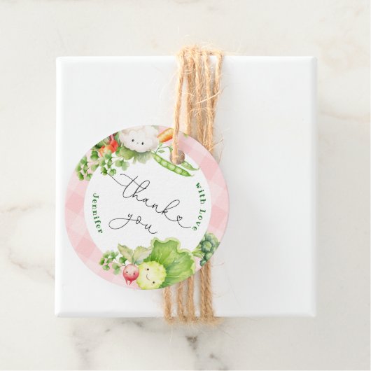 Boeren markt roze meisje verjaardag dank u bedankjes labels (In situ)