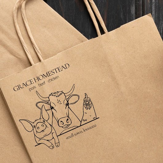 Boeren Markt Varken Koe Kip Voeg naam toe Rubberstempel