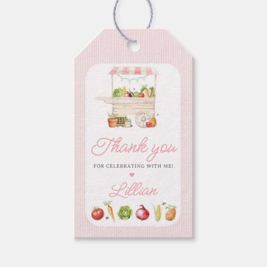 Boeren Markt Vegetable Stand Verjaardag Cadeaulabel (Voorkant)