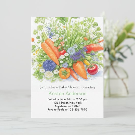 Boeren Markt Veggie Baby shower Kaart (Staand voorkant)