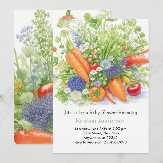 Boeren Markt Veggie Baby shower Kaart (Voorkant / Achterkant)
