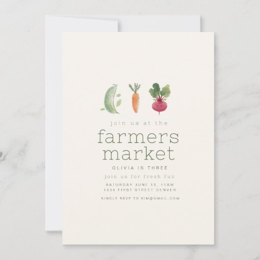 Boeren Markt Verjaardagsfeest Uitnodigen Kaart (Voorkant)