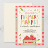 Boeren Markt Verjaardagsuitnodiging Aardbei Boerde Kaart (Voorkant / Achterkant)