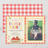 Boeren Markt Verjaardagsuitnodiging Aardbei Boerde Kaart (Voorkant / Achterkant)