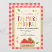 Boeren Markt Verjaardagsuitnodiging Aardbei Boerde Kaart (Voorkant / Achterkant)