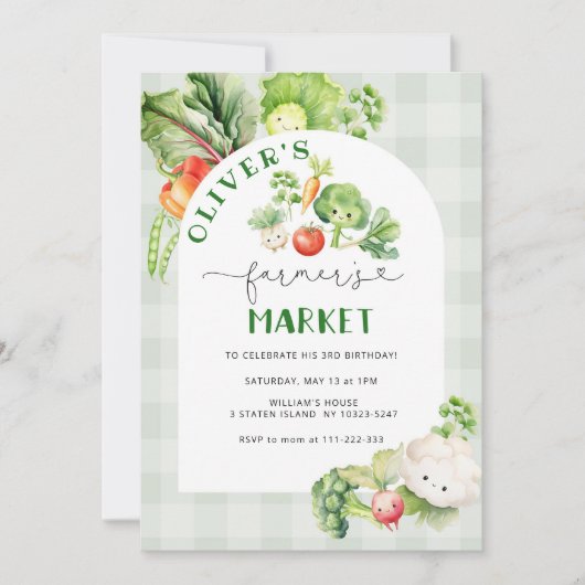 Boeren markt verjaardagsuitnodiging. Plaatselijk g Kaart (Voorkant)