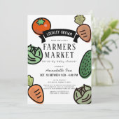 Boeren markt witte drive-by Baby shower Kaart (Staand voorkant)