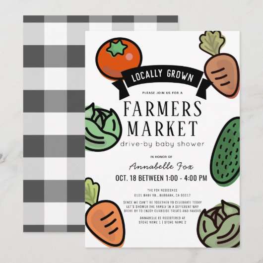 Boeren markt witte drive-by Baby shower Kaart (Voorkant / Achterkant)