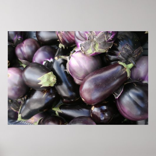 Boeren Marktselectie van Paarse aubergines Poster (Voorkant)