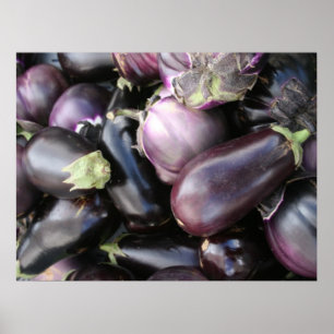 Boeren Marktselectie van Paarse aubergines Poster