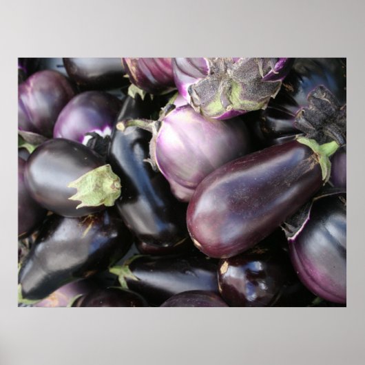 Boeren Marktselectie van Paarse aubergines Poster (Voorkant)