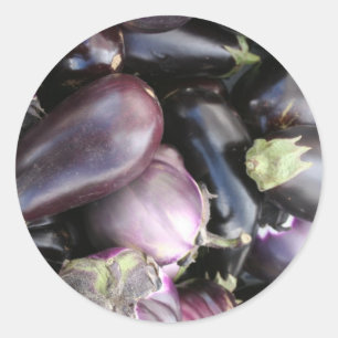 Boeren Marktselectie van Paarse aubergines Ronde Sticker