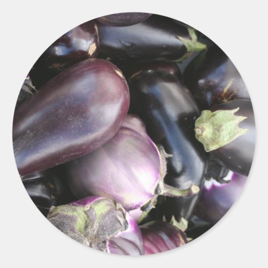 Boeren Marktselectie van Paarse aubergines Ronde Sticker (Voorkant)