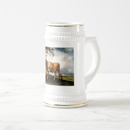 Boeren met koeien en schapen bierpul (Voorkant rechts)