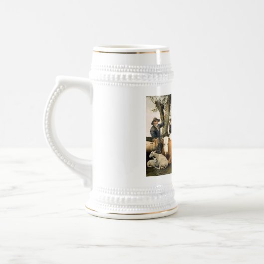 Boeren met koeien en schapen bierpul (Links)