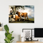 Boeren met koeien en schapen poster (Thuiskantoor)