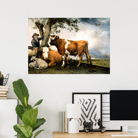 Boeren met koeien en schapen poster (Thuiskantoor)