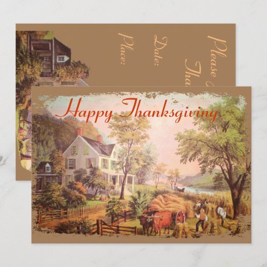 Boeren oogsten Thanksgiving Kaart (Voorkant / Achterkant)