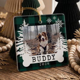 Boeren Plaid Boerderij Verse Kerstboom Hond Foto Keramisch Ornament