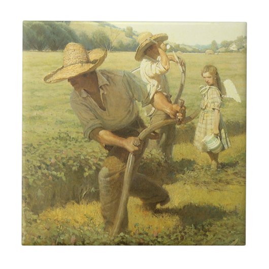  boeren, terug naar het Boerderij door NC Wyeth Tegeltje (Voorkant)