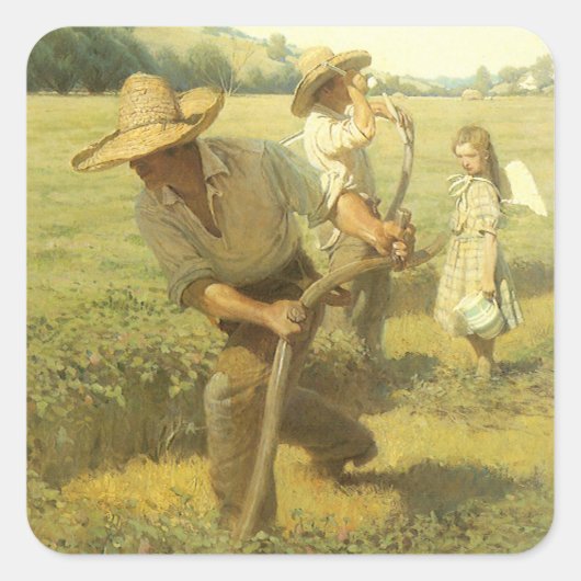  boeren, terug naar het Boerderij door NC Wyeth Vierkante Sticker (Voorkant)