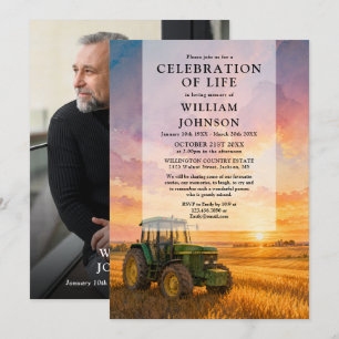 Boeren Tractor Levensviering Funeral Foto Kaart