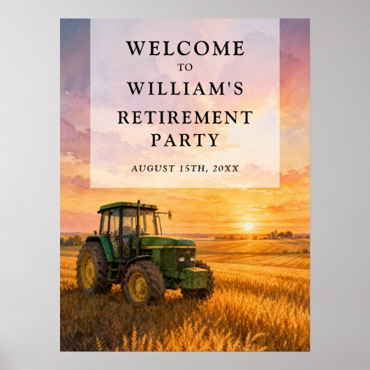 Boeren Tractor Pensioenfeest Welkomstbord Poster (Voorkant)