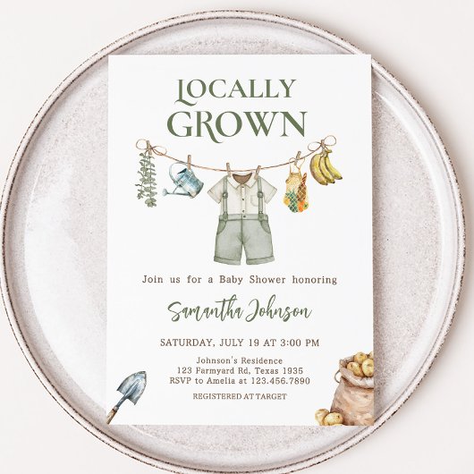 Boeren verbouwen lokaal Baby shower Kaart