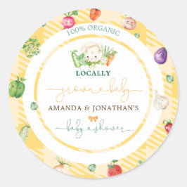 Boeren verkopen groenten Baby shower geel Ronde Sticker