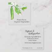 Boeren verkopen groenten en groene erwten vierkante visitekaartje (Voorkant / Achterkant)
