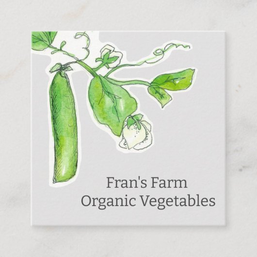 Boeren verkopen groenten en groene erwten vierkante visitekaartje (Voorkant)