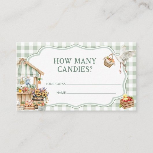 Boeren verkopen hoeveel Snoepjes Baby shower Informatiekaartje (Voorkant)