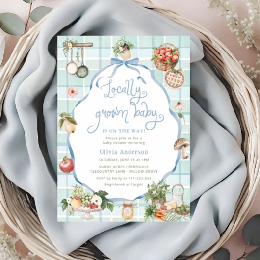 Boeren verkopen lokaal gekweekt Baby shower Kaart