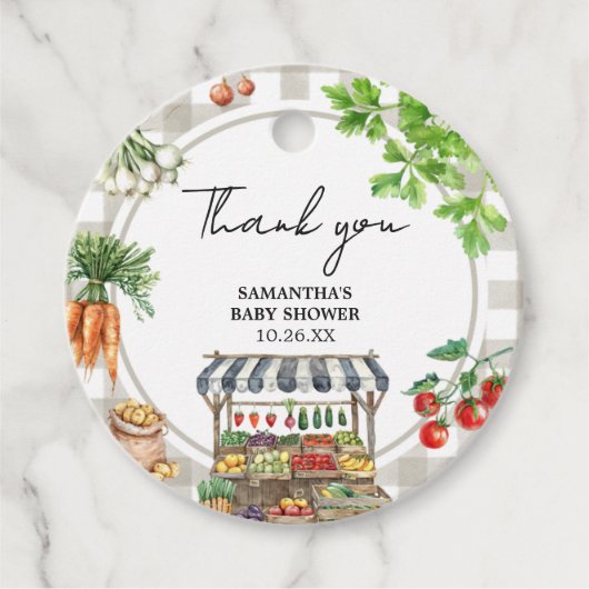 Boeren verkopen lokaal geteeld Baby shower Bedankjes Labels (Voorkant)
