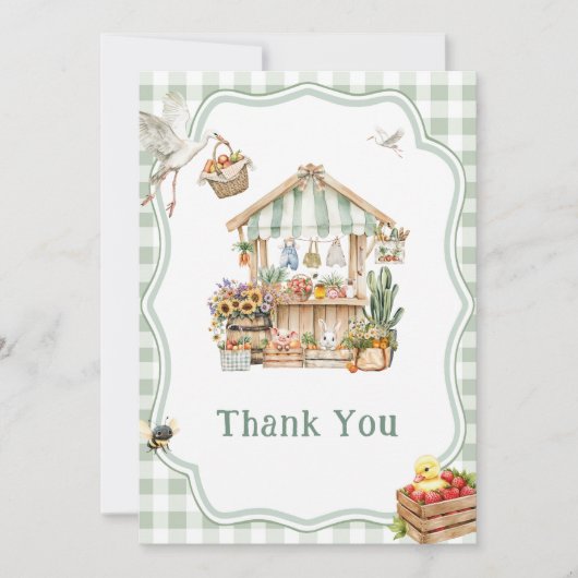 Boeren verkopen lokaal geteeld Boho-Baby shower Bedankkaart (Voorkant)