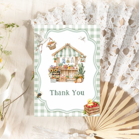Boeren verkopen lokaal geteeld Boho-Baby shower Bedankkaart