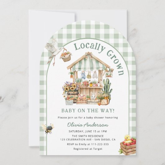 Boeren verkopen lokaal geteeld Boho-Baby shower Kaart (Voorkant)