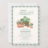 Boeren verkopen lokaal geteeld groen baby shower kaart (Voorkant)