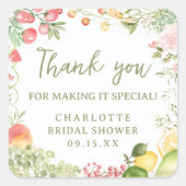 Boeren vers van de markt Bruiloftsshower Vierkante Sticker (Voorkant)