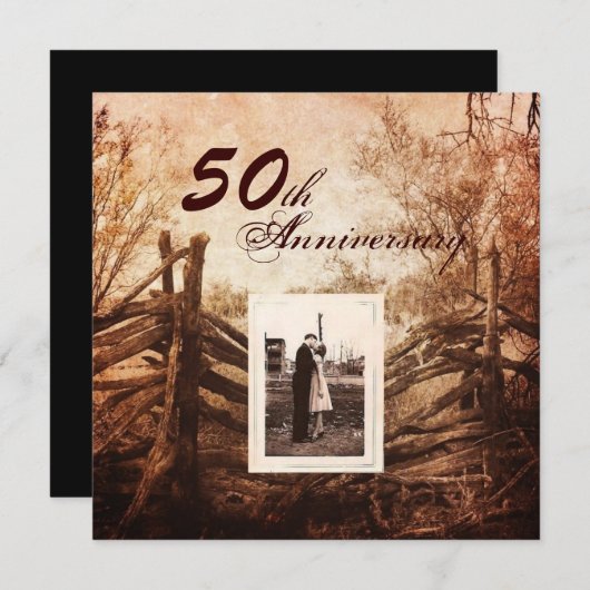 boerenbedrijf in westerse stijl 50ste huwelijksver kaart (Voorkant / Achterkant)