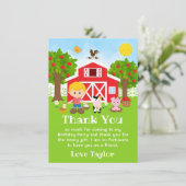 Boerenbedrijf Rode Verjaardag Blond Haar Jongen Bedankkaart (Staand voorkant)