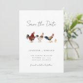 Boerenbruiloft Kip Save The Date (Staand voorkant)