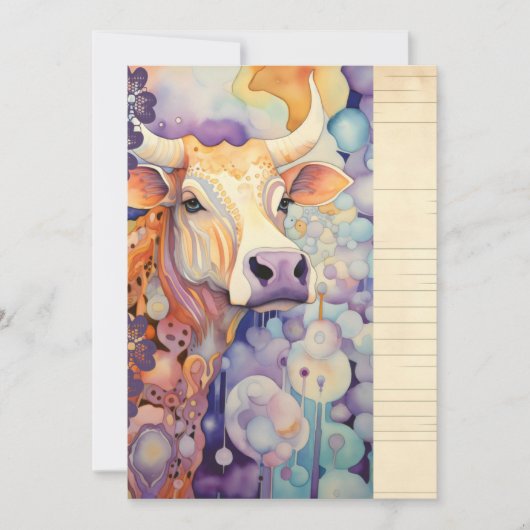 Boerenbruiloft koe paars kaart (Voorkant)